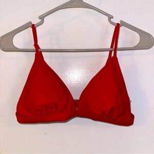 Red Triangle Bikini Top Swimsuit Bathing Suit Size M Adjustable straps